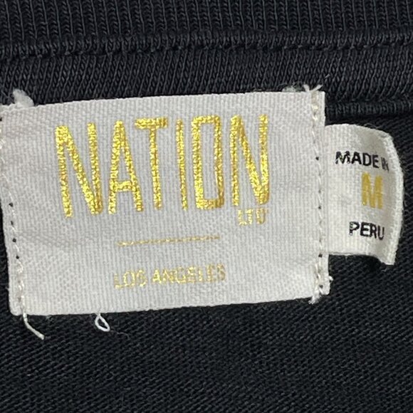 Nation Peruvian Cotton Womens Medium Bishop Sleeve Black With Wrist Buttons - Picture 5 of 6